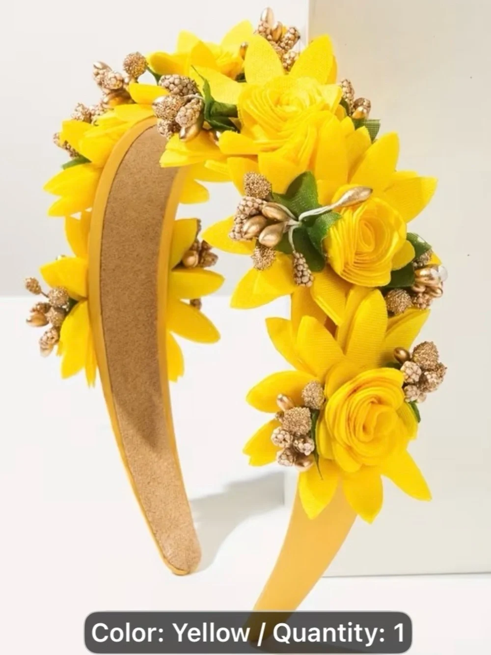 3PCS Forest Simulation Flowers,Ultra-Ethereal Hairpin Headband-yellow black blue